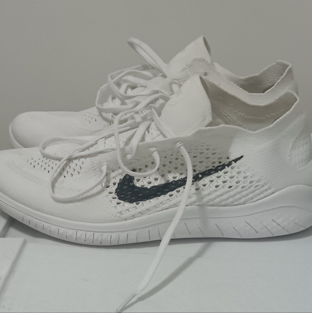 Nike White and Black Flyknit Shoes